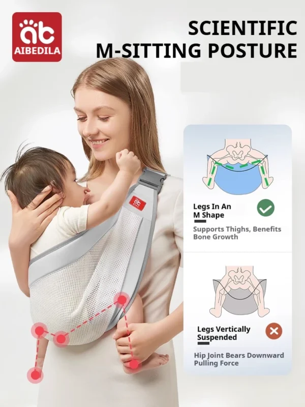 AIBEDILA Baby Sling Carrier Half Wrapped Sling Hip Carrier Child Carrier Wrap Multifunctional Newborn Carrier Ring Sling 1-3T