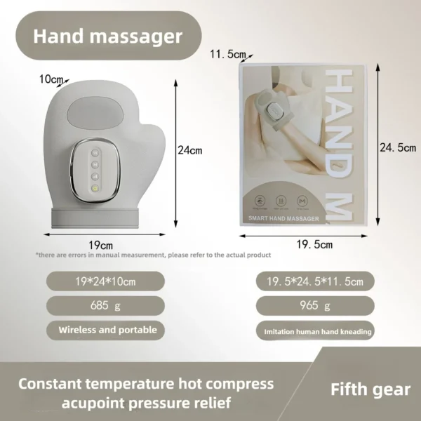 Wireless Electric Hand Massager Air Compression Hot Compress Palm Acupoint Massager Finger Arthritis Numbness Muscle Relaxation