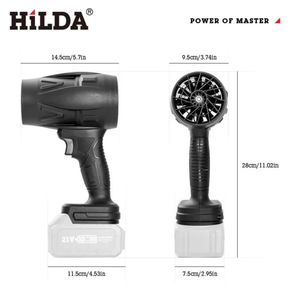 S6b0bad9628ca4794ab8bc2268b2c7930d.webp HILDA 1000W Handheld Fan Air Blower Brushless Stepless Speed Cleanner Dust Blower Electric Violent Air Gun for Makita Battery