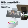 Bluetooth Speaker Phone Holder with Color Ambient Light 300° Foldable Wireless Induction Audio for Tablet iPhone Android