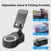 Bluetooth Speaker Phone Holder with Color Ambient Light 300° Foldable Wireless Induction Audio for Tablet iPhone Android