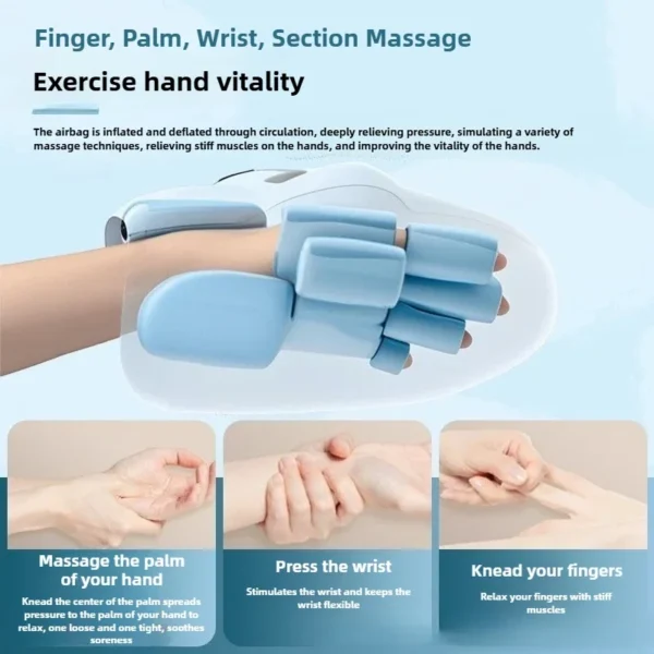 Wireless Electric Hand Massager Air Compression Hot Compress Palm Acupoint Massager Finger Arthritis Numbness Muscle Relaxation