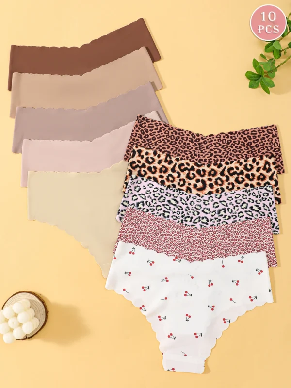 10-Pack Seamless Wavy-Edge Women’s Panties – Ultra Soft, Breathable, No-Show Triangle Briefs