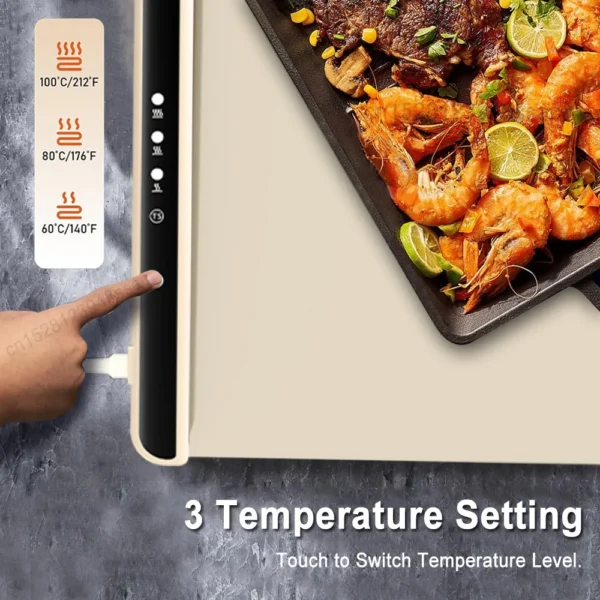 Electric Warming Tray Foldable Food Warmer Fast Heating Portable Dining Table Warmer Food Warmer Mat with Full Surface Heating