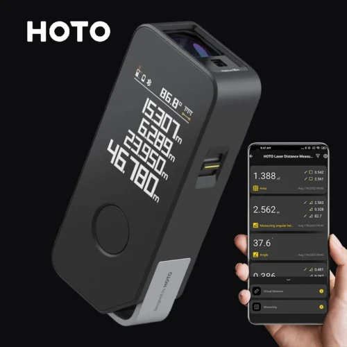 HOTO Smart Laser Measure Pro LED Display Intelligent Digital Laser Tape Measuring Tool Rechargeable Laser Ruler Rangefinder
