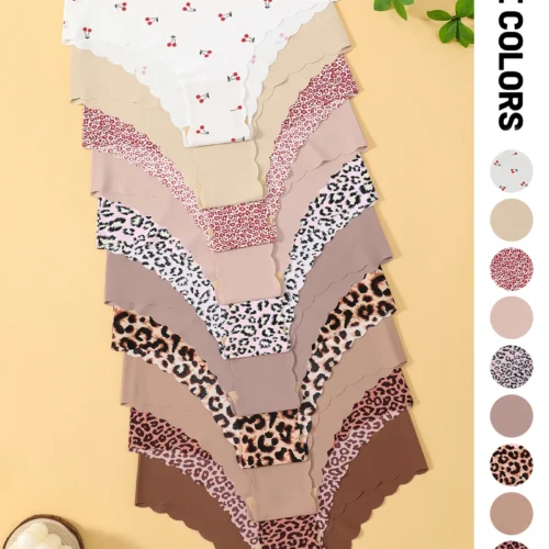 10-Pack Seamless Wavy-Edge Women’s Panties – Ultra Soft, Breathable, No-Show Triangle Briefs