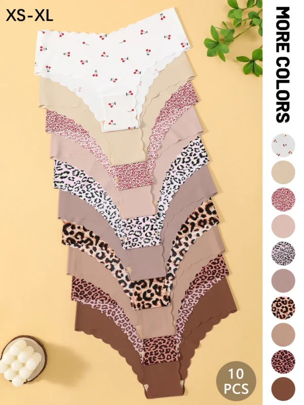 10-Pack Seamless Wavy-Edge Women’s Panties – Ultra Soft, Breathable, No-Show Triangle Briefs