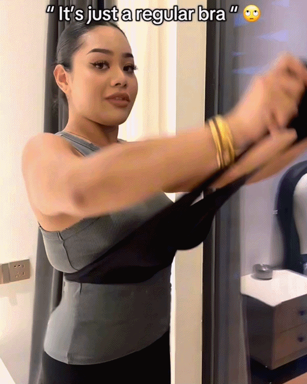 AlignLift Posture-Perfect Wireless Bra, front view on model